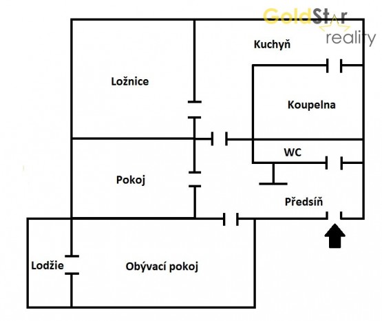 Půdorys - byt 3+1, Synkova