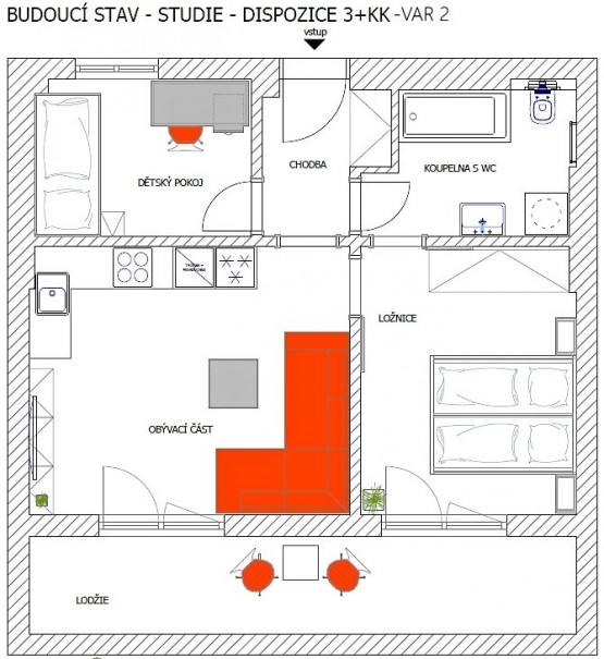 studie dispozice 3+kk var 2